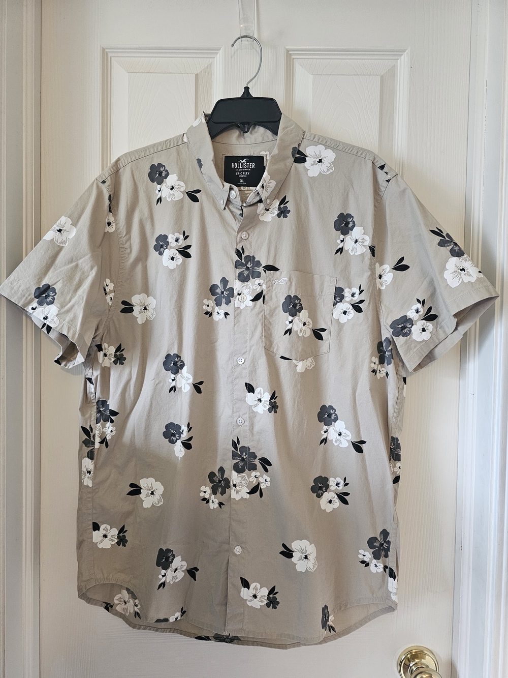 NEW! Hollister Epic Flex Stretch Casual Button Down Shirt Mns Floral SZ XL